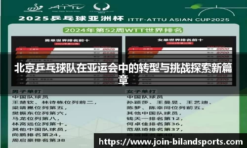 北京乒乓球队在亚运会中的转型与挑战探索新篇章